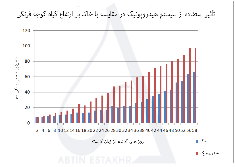 تأثیر استفاده از سیستم هیدروپونیک در مقایسه با خاک بر ارتفاع گیاه گوجه فرنگی